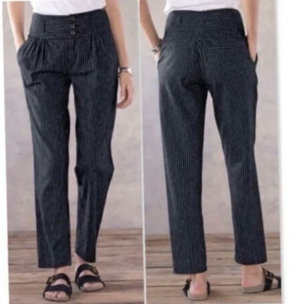 Sundance Amelia Black Striped Linen‎ Pants Size 12 - Picture 2 of 8
